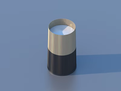 Modern Two Tone Cylindrical Storage Container With Striped Design For Home 3d model