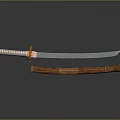 Authentic Traditional Samurai Sword Weapon With Ornate Handle And Wooden Scabbard