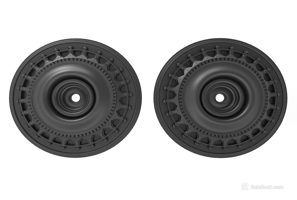 Two Black Circular Light Panels With Intricate Decorative Pattern Details For Modern Ceiling 3d model 