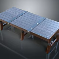 Rustic Wooden Table With Plank Top Metal Brackets And Sturdy Legs