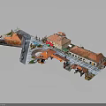 Detailed Architectural Model of Residential Community With Street Layout And Red Tiled Roofs