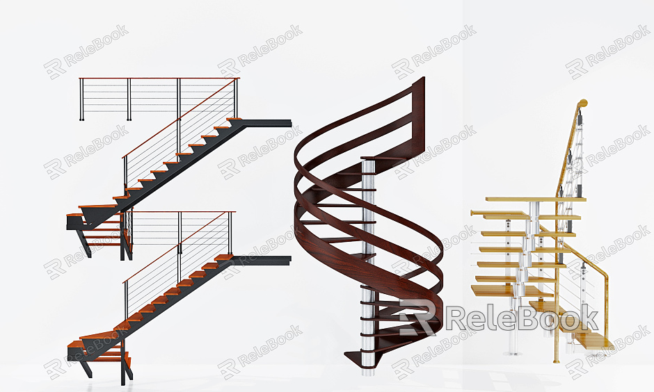 Modern Stairs Rotating Stairs Handrail Stairs model