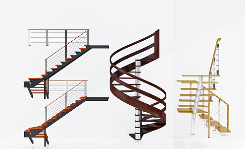 Modern Stairs Rotating Stairs Handrail Stairs 3d model