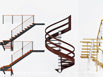 Modern Stairs Rotating Stairs Handrail Stairs 3d model