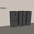 Poliform Modern Black Refrigerator Freezer Side By Side Units For Kitchen 3d model