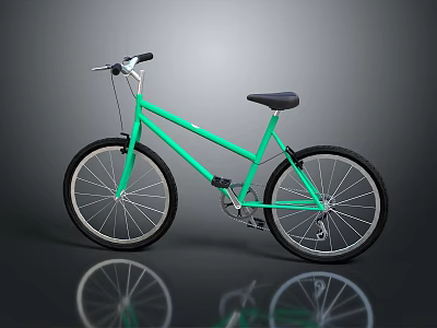 Light Green Bicycle With Simple Frame Black Seat Black Handlebar Black Tires And Silver Spokes 3d model