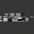Various Modern Kitchen Appliances Arranged In Display With Tools Utensils And Containers 3d model