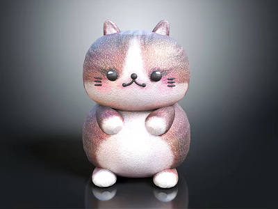 Cute Cartoon Cat Doll With Chubby Round Body Shimmering Gradient Color And Small Ears 3d model