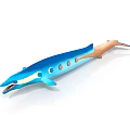 Blue And Beige Fish With Open Mouth Sharp Teeth Round Spots On Long Body