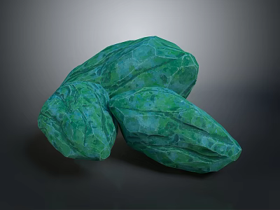 Green Wood And Stone Decorative Elements With Irregular Natural Surface Texture 3d model