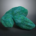 Green Wood And Stone Decorative Elements With Irregular Natural Surface Texture
