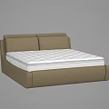 Modern Double Bed With Upholstered Headboard White Quilted Mattress And Brown Frame