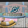 Kids Playground With Welcome Sign Ball Pit Airplane Propeller Soft Play Structures Pink Blue