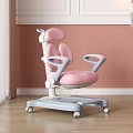 Pink And Gray Kids Chair With Adjustable Height Comfortable Backrest And Wheels