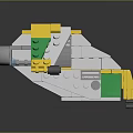 Building Blocks Mechanical Model Design With Yellow Green White Components And Gray Mechanical Parts