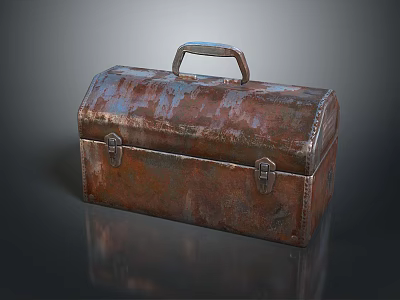 Industrial Equipment Rusty Metal Toolbox With Handle And Latches For Storage 3d model