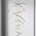 Modern Hanging Golden Circular Rings Chandelier With Light Bulbs Interior Design