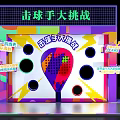 Colorful Batter Challenge Game Setup With Five Balls Three Challenges And Interactive Holes 3d model