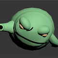 3D Cartoon Frog Character With Green Body Raising Hand And Big Eyes