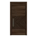 Swing Door with Wooden Herringbone Pattern and Metal Handle Design 3d model