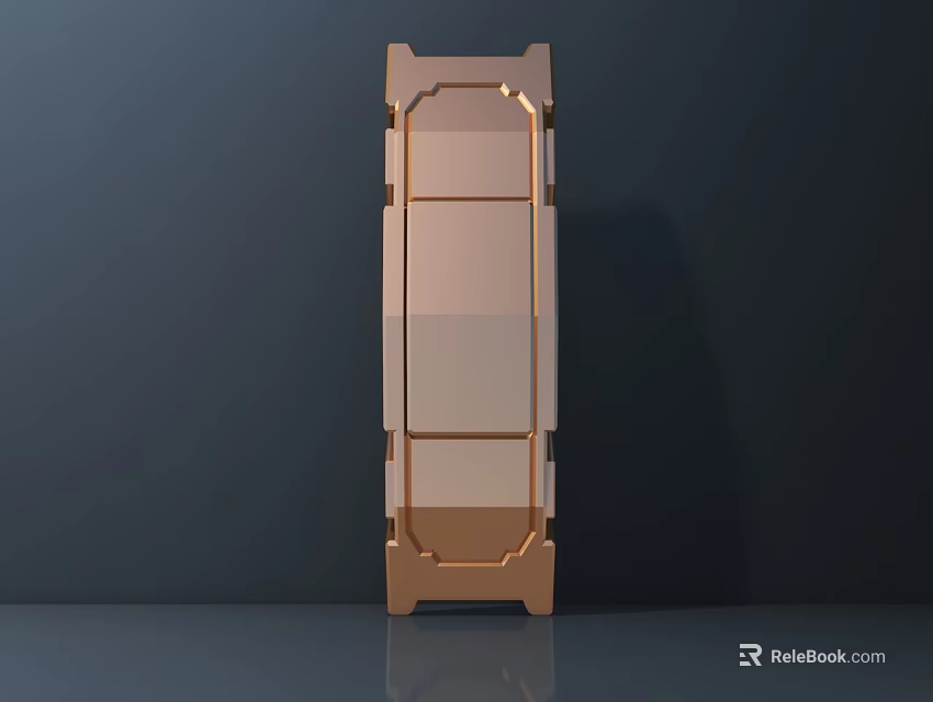 Sleek Modern Metallic Storage Cabinet With Multi Tiered Shelves For Home Organizational Use 3d model 
