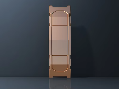 Sleek Modern Metallic Storage Cabinet With Multi Tiered Shelves For Home Organizational Use 3d model