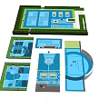 Soccer Field Layout Design With Floor Plans Top View And Marked Grass Areas