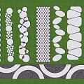 Various White Paving Patterns on Green Background for Garden Landscape Design Ideas