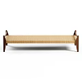 Modern Wooden Bench With Woven Seat And Tapered Legs Design