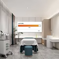 Modern SPA Sauna Treatment Room With Massage Bed Wooden Cabinets And Green Plant