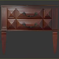 Traditional Wooden Nightstand With Two Drawers And Metal Handles In Red Finish