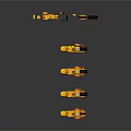 Golden Robotic Arms With Multiple Joints And Wheels Arranged On Dark Background With Reflections