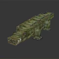 Pixel Style Aquatic Animal 3D Model With Block Structure And Green Yellow Colors