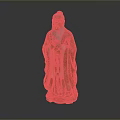 Man With Clasped Hands Long Beard In Traditional Robe Orange Ceramic Figurine