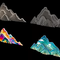 Colorful Mountain Design Photo Check In Spot With Gradient And Cloud Decorations