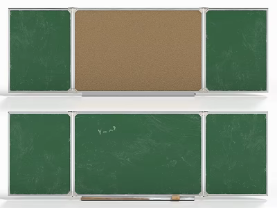 Green Blackboards With Brown Corkboard And Chalk Math Equation Design 3d model