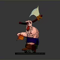 Viking Warrior Figurine With Red Beard Muscular Build Axe Shield And Round Base
