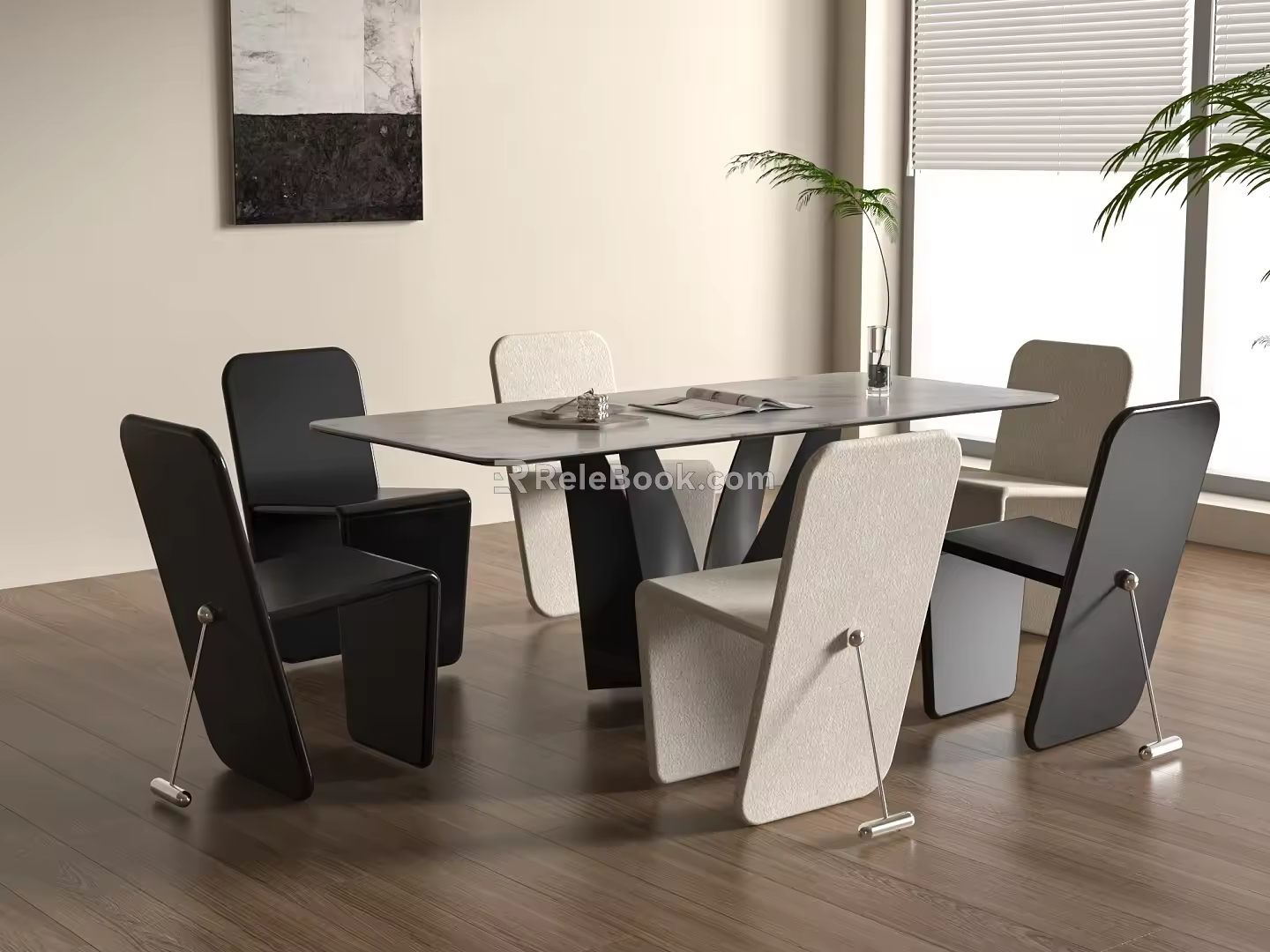 Modern Dining Table and Chair Combination Chandelier Dining Table Dining Chair 3d model