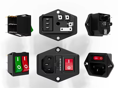Black Electrical Switch Panels with Integrated Switches Sockets and Multiple Design Options 3d model