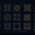 Traditional Chinese Pattern Wall Decor With Ornate Gold Designs And Blue Background