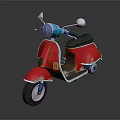 Red Vintage Scooter With Blue Details Black Seat And White Wheels