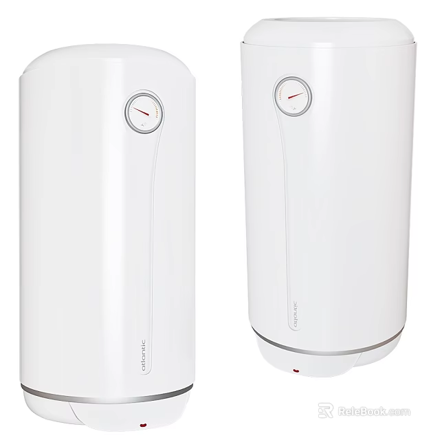 Two White Electric Water Heaters With Round Control Dial And Modern Design 3d model 