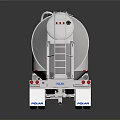 Metallic Silver Tanker Truck Trailer With Ladder Step And Dual Wheels