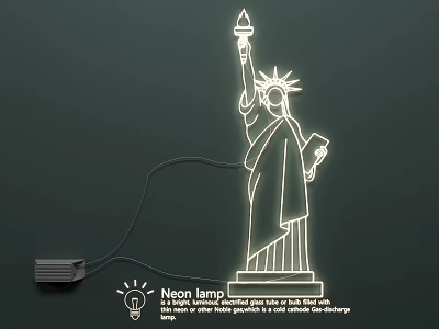Creative Neon Lamp Set With Statue of Liberty Design And Illuminated Effect 3d model