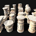 Ornate Classical Stone Sculptural Components For Garden Decoration And Outdoor Ornaments