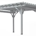 Natural Wood Pergola With Classic Outdoor Beam And Column Structure