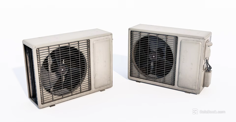 White Air Conditioner Fan Units With Grille Design For Cooling Solutions 3d model
