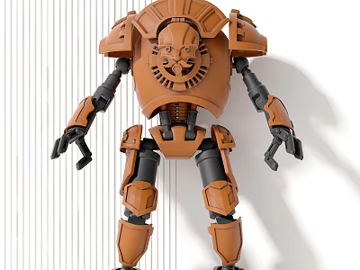 Smart Machine Robot Model With Brown Mechanical Armor And Black Articulated Limbs 3d model