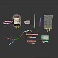 Essential Medical Supplies Display With Blood Bag Syringe IV Bag And Medical Components