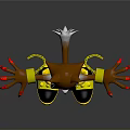 3D Fox Character Design With Black Eye Mask Red Claws Yellow Wristbands And Roller Skates